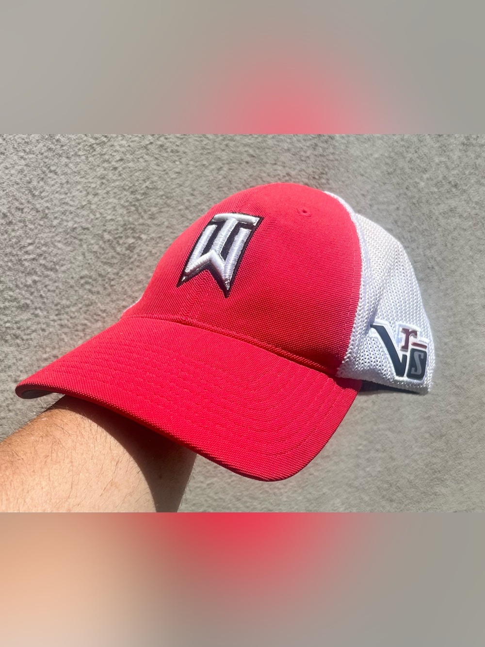 Nike Tiger Woods VR 20XI Sunday Red White FlexFit Stretch Golf Hat-Large /XL